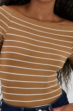 Shasa One Shoulder Striped Bodysuit