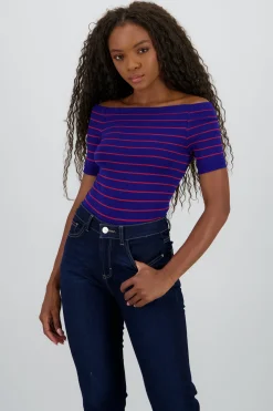 Shasa One Shoulder Striped Bodysuit