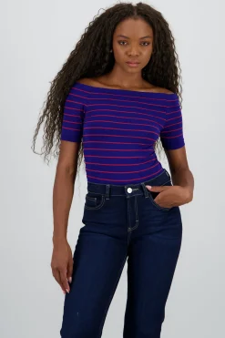 Shasa One Shoulder Striped Bodysuit