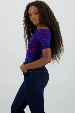 Shasa One Shoulder Striped Bodysuit