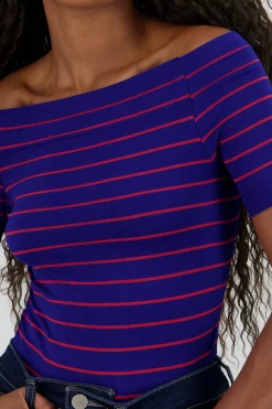 Shasa One Shoulder Striped Bodysuit