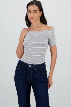 Shasa One Shoulder Striped Bodysuit