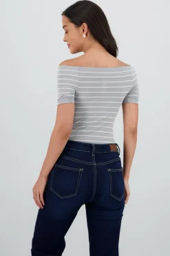 Shasa One Shoulder Striped Bodysuit