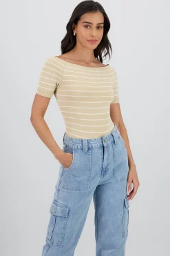 Shasa One Shoulder Striped Bodysuit