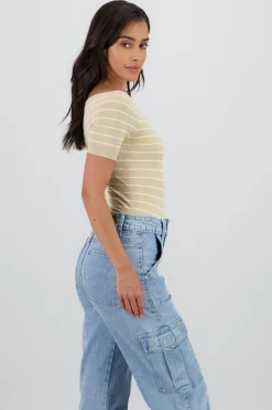Shasa One Shoulder Striped Bodysuit