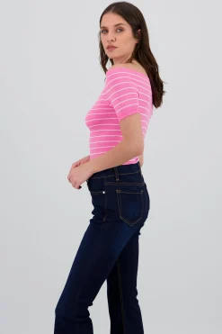 Shasa One Shoulder Striped Bodysuit