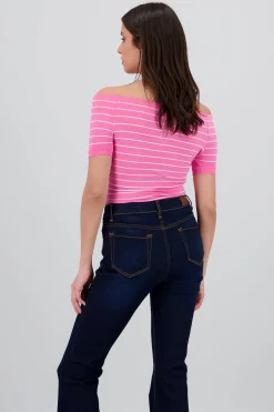 Shasa One Shoulder Striped Bodysuit