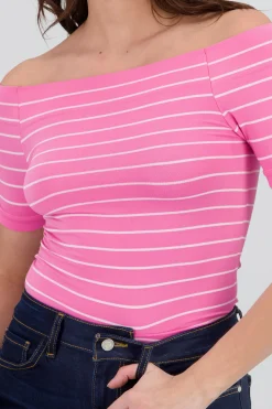 Shasa One Shoulder Striped Bodysuit