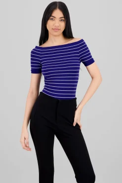 Shasa One Shoulder Striped Bodysuit