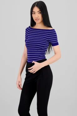 Shasa One Shoulder Striped Bodysuit