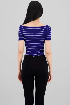 Shasa One Shoulder Striped Bodysuit
