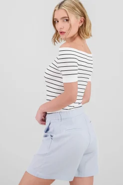 Shasa One Shoulder Striped Bodysuit