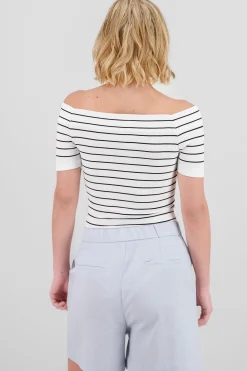 Shasa One Shoulder Striped Bodysuit