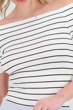 Shasa One Shoulder Striped Bodysuit