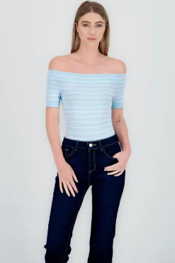 Shasa One Shoulder Striped Bodysuit