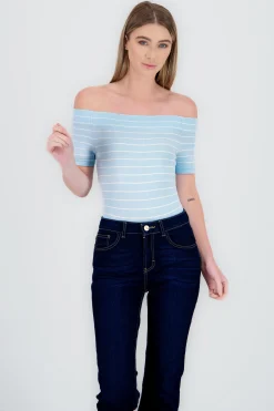 Shasa One Shoulder Striped Bodysuit
