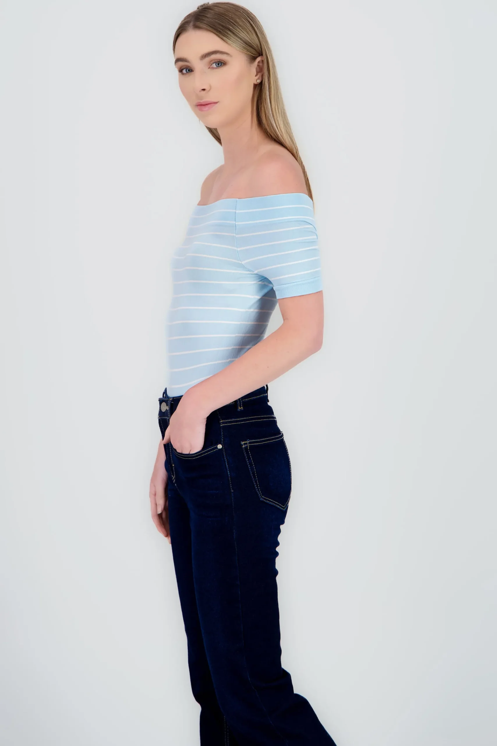 Shasa One Shoulder Striped Bodysuit