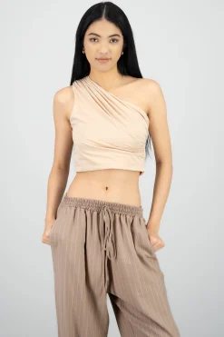 Shasa One-Shoulder Draped Top
