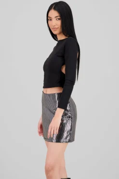 Shasa Open Back Long Sleeve Top