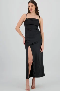 Shasa Open Back Satin Maxi Dress