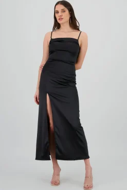 Shasa Open Back Satin Maxi Dress