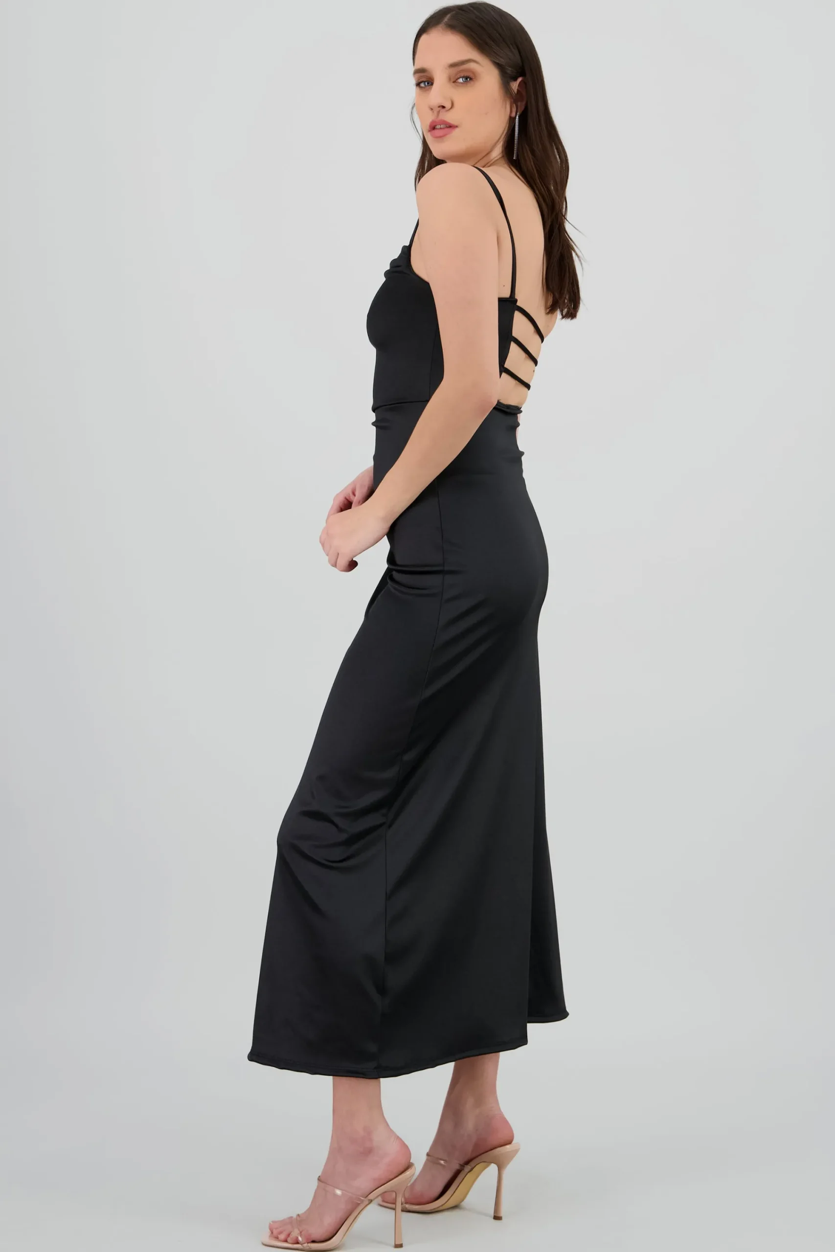 Shasa Open Back Satin Maxi Dress