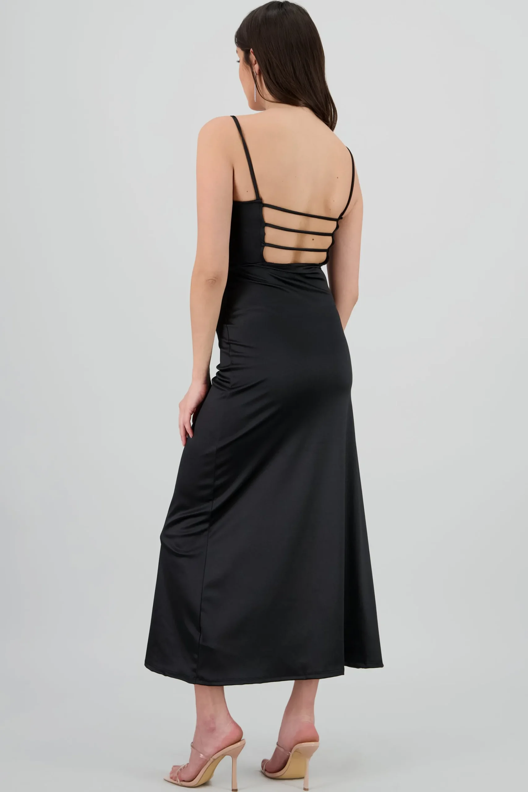Shasa Open Back Satin Maxi Dress