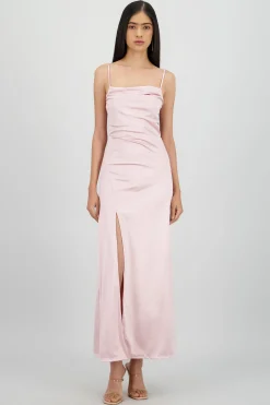Shasa Open Back Satin Maxi Dress