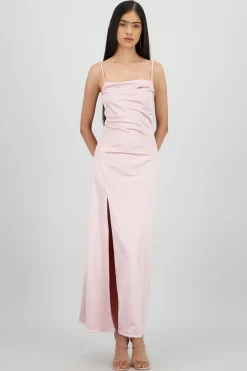 Shasa Open Back Satin Maxi Dress