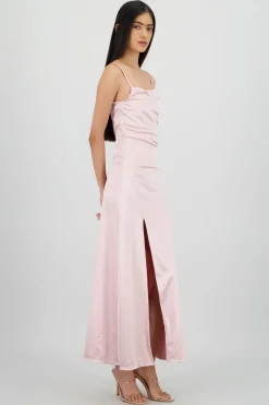 Shasa Open Back Satin Maxi Dress