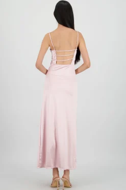 Shasa Open Back Satin Maxi Dress