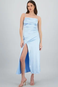 Shasa Open Back Satin Maxi Dress