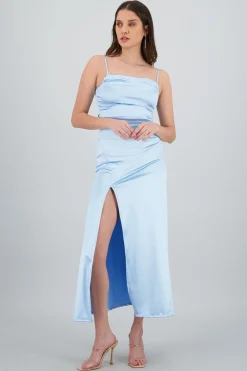Shasa Open Back Satin Maxi Dress