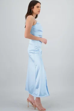 Shasa Open Back Satin Maxi Dress