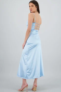 Shasa Open Back Satin Maxi Dress