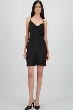 Shasa Open Back Satin Mini Dress