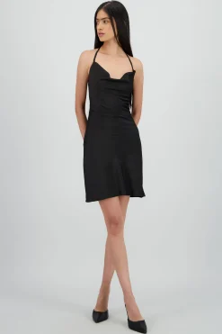 Shasa Open Back Satin Mini Dress
