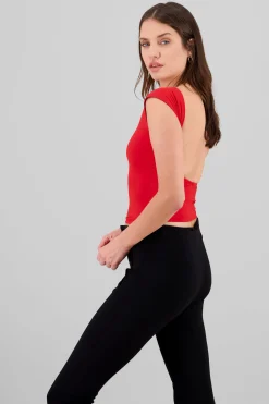 Shasa Open Back Short Sleeve Top