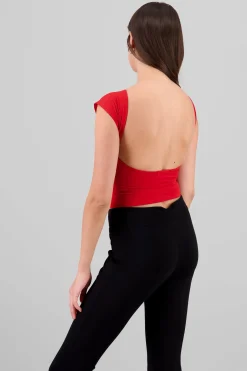 Shasa Open Back Short Sleeve Top
