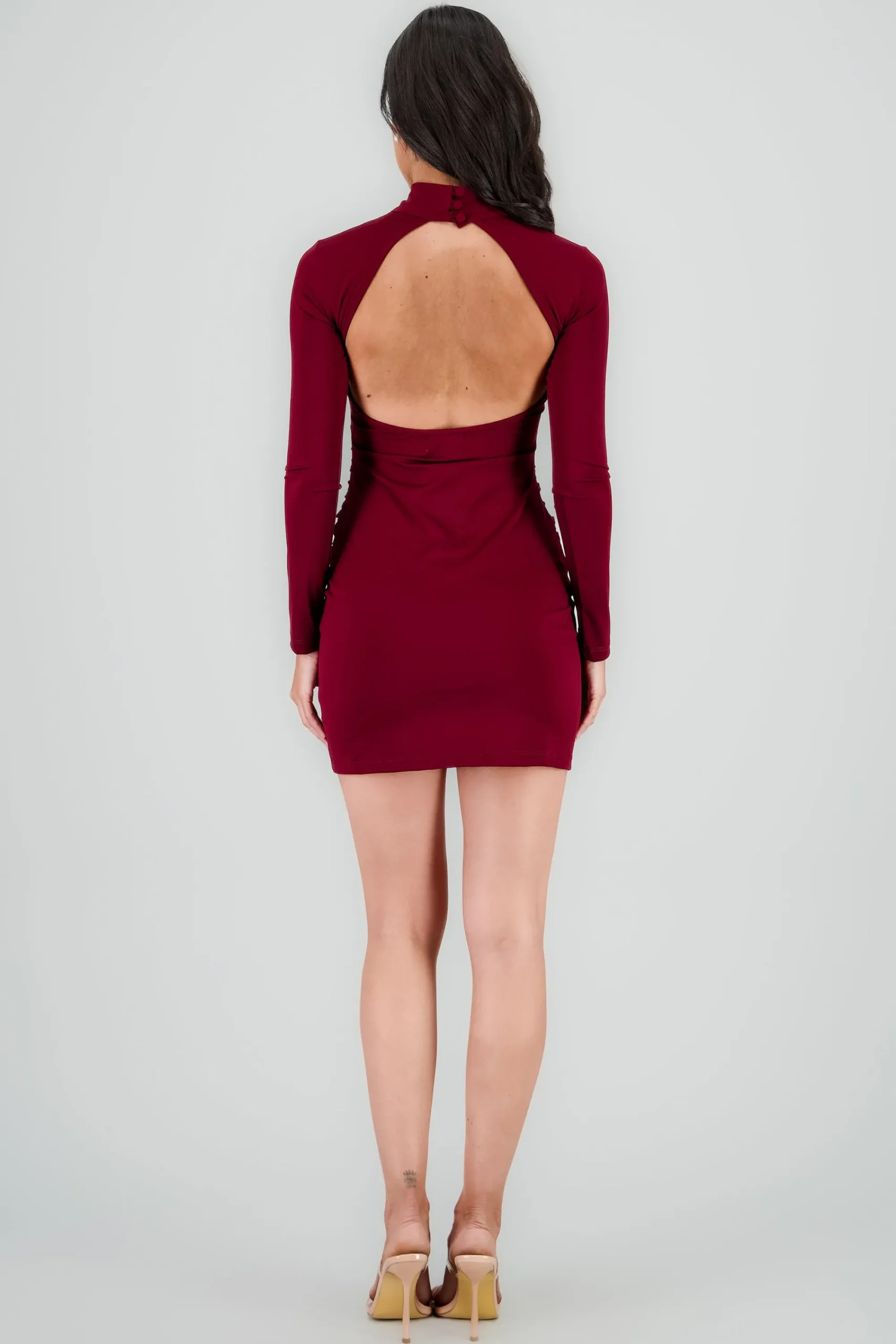 Shasa Open Back Solid Dress