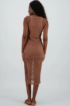 Shasa Open Knit Dress with Round Neckline
