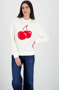 Shasa Oversized Cherry Textured Sweatshirt