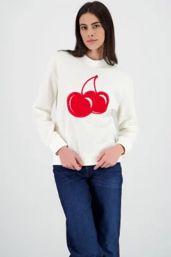 Shasa Oversized Cherry Textured Sweatshirt