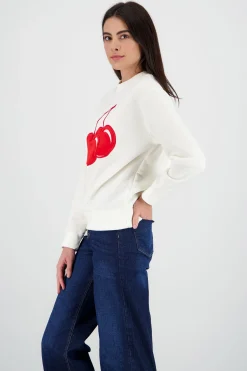 Shasa Oversized Cherry Textured Sweatshirt