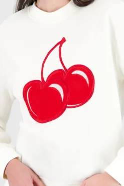 Shasa Oversized Cherry Textured Sweatshirt