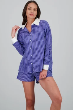 Shasa Oversized Contrast Striped Shirt