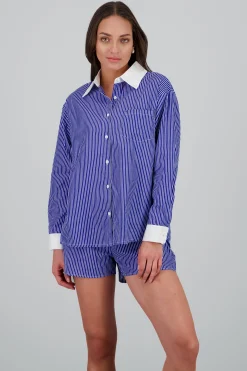 Shasa Oversized Contrast Striped Shirt