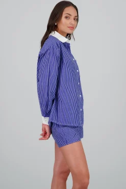 Shasa Oversized Contrast Striped Shirt