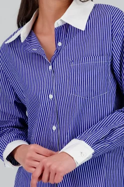 Shasa Oversized Contrast Striped Shirt