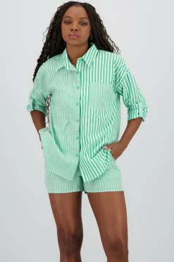 Shasa Oversized Long Shirt with Stripe Detail